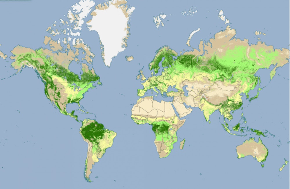 Landskapskart over verden